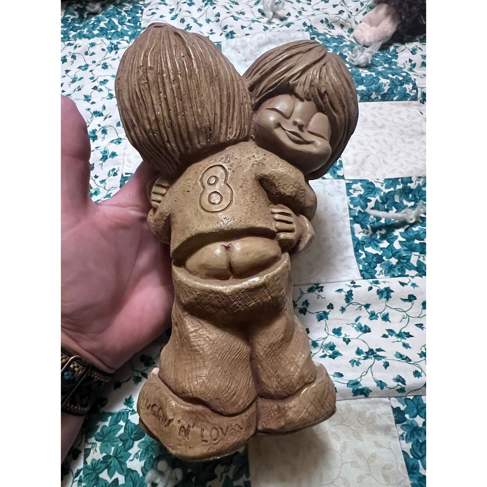 Vintage 70s Unisex Huggin N Lovin Mooning Figurine OS Tan